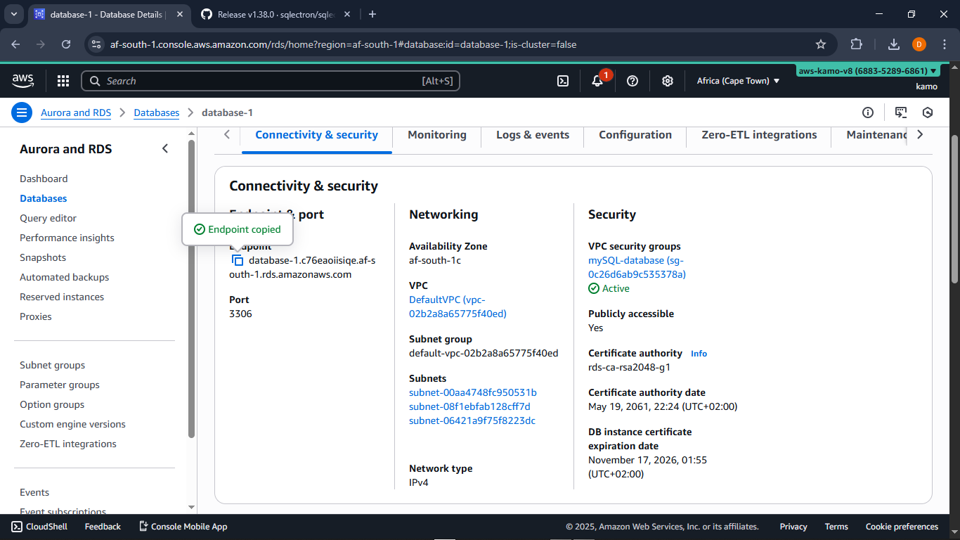 Amazon RDS + SQLectron